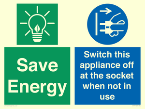 Save Energy, Switch this appliance off at the socket when not in use